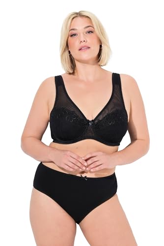 Ulla Popken Damen große Größen Übergrößen Plus Size Bügel-BH, Stickerei, High Apex, Cup B - F schwarz 105E 834509100-105E von Ulla Popken