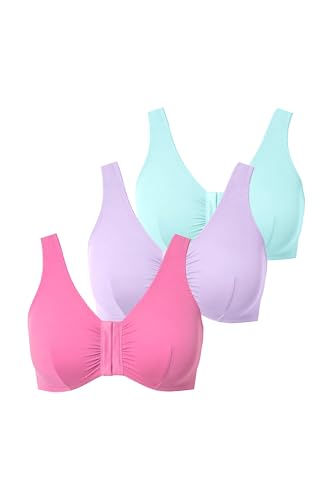 Ulla Popken Damen große Größen Übergrößen Plus Size Bustiers, 3er-Pack, Vorderverschluss, Mikrofaser von Ulla Popken