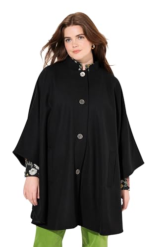Ulla Popken Damen große Größen Übergrößen Plus Size Cape, Stehkragen, Knopfleiste, Langarm schwarz 50-56 832523100-2+ von Ulla Popken