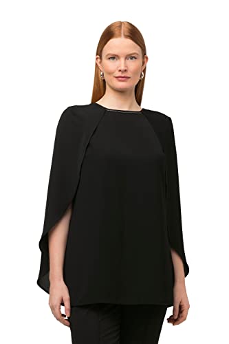 Ulla Popken Damen große Größen Übergrößen Plus Size Cape-Bluse, Ziersteine, Rundhals, ärmellos schwarz 46+ 818430100-46+ von Ulla Popken