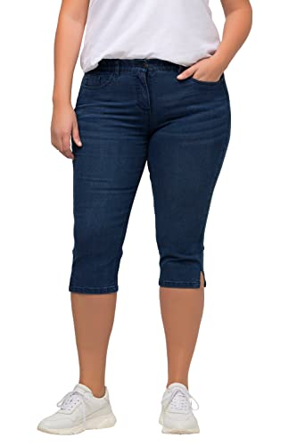 Ulla Popken Damen große Größen Übergrößen Plus Size Capri Jeans Sarah, schmale 5-Pocket-Form, Saumschlitz Light Blue 46, 818435 von Ulla Popken