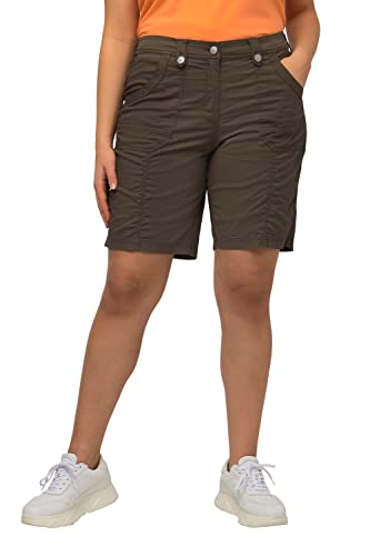 Ulla Popken Damen große Größen Übergrößen Plus Size Cargo-Bermuda, Komfortbund, 4-Pocket-Schnitt Khaki 44 818455448-44 von Ulla Popken