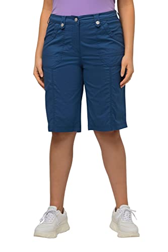 Ulla Popken Damen große Größen Übergrößen Plus Size Cargo-Bermuda, Komfortbund, 4-Pocket-Schnitt denimblau 62 818455722-62 von Ulla Popken