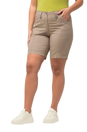 Ulla Popken Damen große Größen Übergrößen Plus Size Cargo-Bermuda, Komfortbund, 4-Pocket-Schnitt kitt 46 818455679-46 von Ulla Popken