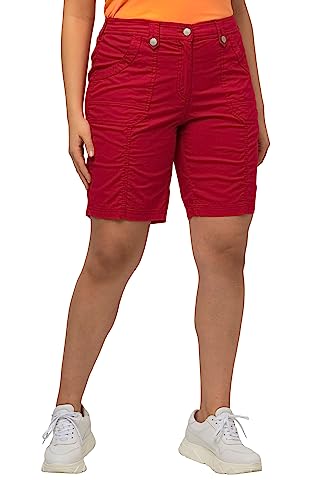 Ulla Popken Damen große Größen Übergrößen Plus Size Cargo-Bermuda, Komfortbund, 4-Pocket-Schnitt rot 42 818455535-42 von Ulla Popken