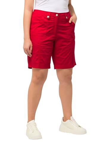 Ulla Popken Damen große Größen Übergrößen Plus Size Cargo-Bermuda, Komfortbund, 4-Pocket-Schnitt rot 50 818455535-50 von Ulla Popken