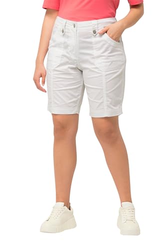 Ulla Popken Damen große Größen Übergrößen Plus Size Cargo-Bermuda, Komfortbund, 4-Pocket-Schnitt schneeweiß 52 818455200-52 von Ulla Popken