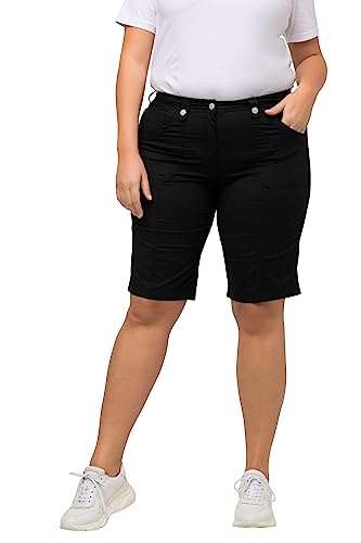 Ulla Popken Damen große Größen Übergrößen Plus Size Cargo-Bermuda, Komfortbund, 4-Pocket-Schnitt schwarz 50 818455100-50 von Ulla Popken