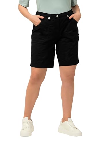 Ulla Popken Damen große Größen Übergrößen Plus Size Cargo-Bermuda, Komfortbund, 4-Pocket-Schnitt schwarz 62 818455100-62 von Ulla Popken
