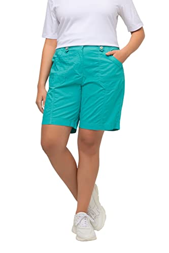 Ulla Popken Damen große Größen Übergrößen Plus Size Cargo-Bermuda, Komfortbund, 4-Pocket-Schnitt türkis 48 818455723-48 von Ulla Popken