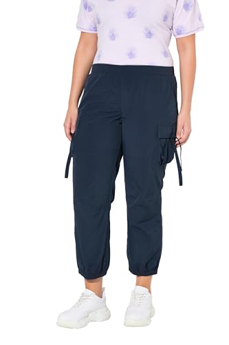 Ulla Popken Damen große Größen Übergrößen Plus Size Cargohose, Utility-Style, Elastikbund, Gummisaum Marine 50 824278130-50 von Ulla Popken