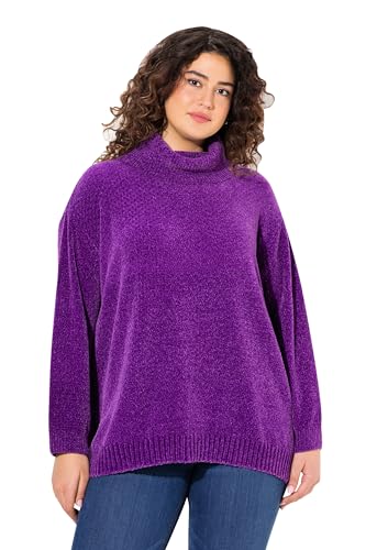 Ulla Popken Damen Chenille-Pullover, Oversized, Stehkragen, Langarm Pullover, Dunkles Violett, 54-56 EU von Ulla Popken