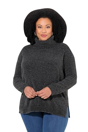 Ulla Popken Damen große Größen Übergrößen Plus Size Chenille-Pullover, Oversized, Stehkragen, Langarm von Ulla Popken