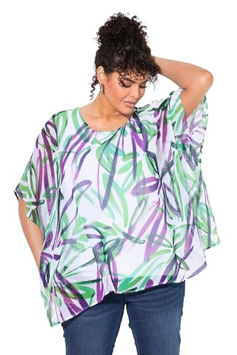 Ulla Popken Damen große Größen Übergrößen Plus Size Chiffon-Überwurf, Oversized, Rundhals, Halbarm schneeweiß 50+ 838434200-50+ von Ulla Popken