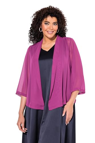 Ulla Popken Damen große Größen Übergrößen Plus Size Chiffonjacke, Oversized, Schalkragen, 3/4-Arm Pflaume 54+ 817211815-54+ von Ulla Popken
