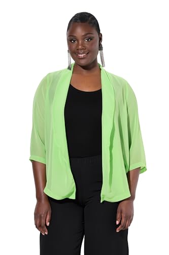 Ulla Popken Damen große Größen Übergrößen Plus Size Chiffonjacke, Oversized, Schalkragen, 3/4-Arm hellgrün 50+ 817211419-50+ von Ulla Popken