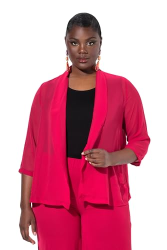 Ulla Popken Damen große Größen Übergrößen Plus Size Chiffonjacke, Oversized, Schalkragen, 3/4-Arm hellrot 50+ 817211520-50+ von Ulla Popken