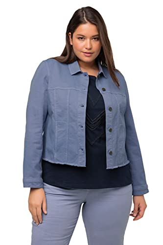 Ulla Popken Damen große Größen Übergrößen Plus Size Color-Jeansjacke, Fransensaum, Oversized, Biobaumwolle violett blau 50+ 813643702-50+ von Ulla Popken