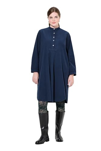 Ulla Popken Damen große Größen Übergrößen Plus Size Cordkleid, Stehkragen, Biesen, Zierfalten, Langarm Marine 42 832921130-42 von Ulla Popken