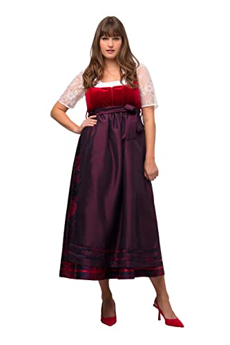 Ulla Popken Damen große Größen Übergrößen Plus Size Dirndl, Blüten, Carree-Ausschnitt, Two-Tone-Schürze Marine 44 818756130-44 von Ulla Popken