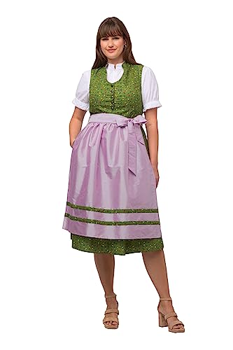 Ulla Popken Damen große Größen Übergrößen Plus Size Dirndl, Blüten, Schmuckknöpfe, V-Ausschnitt, ärmellos Oliv 62 819892436-62 von Ulla Popken