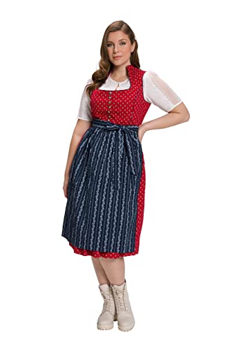 Ulla Popken Damen große Größen Übergrößen Plus Size Dirndl, Blüten, Schnürung, Carree-Ausschnitt, ärmellos marsalarot 48 808070540-48 von Ulla Popken