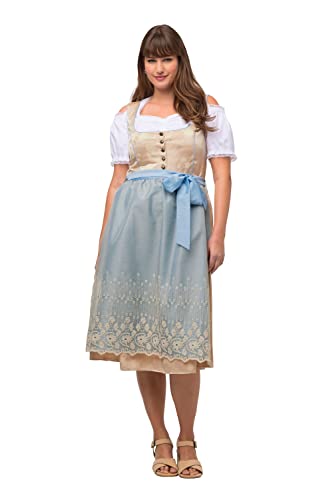 Ulla Popken Damen große Größen Übergrößen Plus Size Dirndl, Goldbrokat, Stickerei, Carree-Ausschnitt, ärmellos goldgelb 52 819063601-52 von Ulla Popken