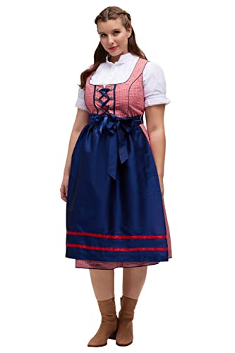 Ulla Popken Damen große Größen Übergrößen Plus Size Dirndl, Karo, Schnürung, Carree-Ausschnitt, ärmellos pink 48 808084803-48 von Ulla Popken