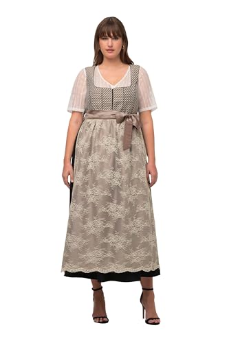 Ulla Popken Damen große Größen Übergrößen Plus Size Dirndl, doppellagige Schürze, Carree-Ausschnitt, ärmellos Dunkelbraun 46 818798341-46 von Ulla Popken