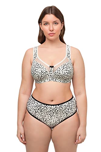 Ulla Popken Damen große Größen Übergrößen Plus Size Entlastungs-BH, Animalmuster, Mesh, ohne Bügel, Cup C - H schneeweiß 110G 818591200-110G von Ulla Popken