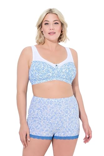 Ulla Popken Damen große Größen Übergrößen Plus Size Entlastungs-BH, Blüten, ohne Bügel, Cup C - F bleu 105C 838588700-105C von Ulla Popken