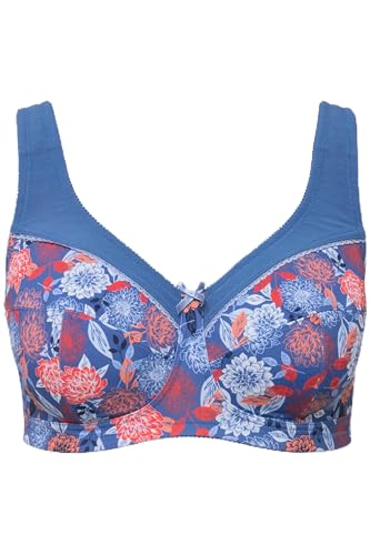 Ulla Popken Damen große Größen Übergrößen Plus Size Entlastungs-BH, Blüten, ohne Bügel, Cup C - F graublau 105C 830482740-105C von Ulla Popken