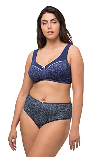 Ulla Popken Damen große Größen Übergrößen Plus Size Entlastungs-BH, Gemustert, ohne Bügel, Cup C - F Tinte 105F 818216750-105F von Ulla Popken