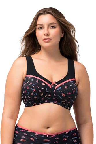 Ulla Popken Damen große Größen Übergrößen Plus Size Entlastungs-BH, Kussmund, ohne Bügel, Cup C -F schwarz 105C 823305100-105C von Ulla Popken