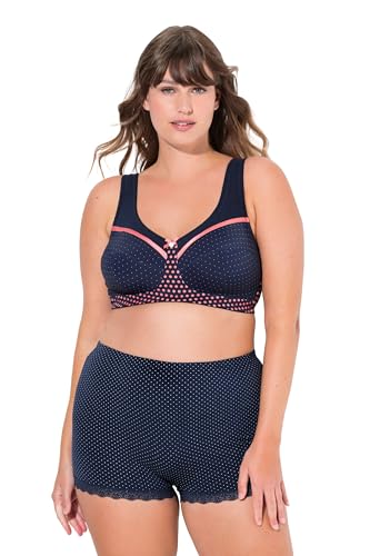 Ulla Popken Damen große Größen Übergrößen Plus Size Entlastungs-BH, Punkte, ohne Bügel, Cup C - F Nachtblau 85C 834286139-85C von Ulla Popken