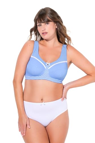 Ulla Popken Damen große Größen Übergrößen Plus Size Entlastungs-BH, Punkte, ohne Bügel, Cup C - F hellblau 100C 834286719-100C von Ulla Popken