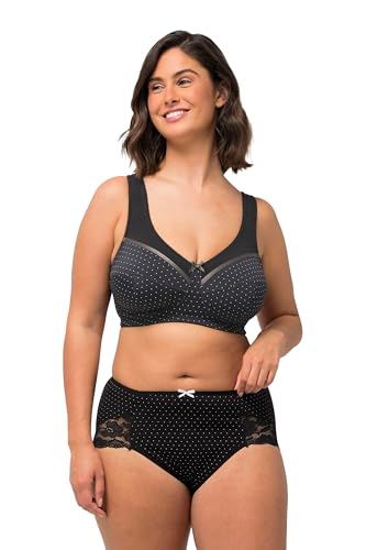 Ulla Popken Damen große Größen Übergrößen Plus Size Entlastungs-BH, Punkte, ohne Bügel, Cup C - F schwarz 95D 823947100-95D von Ulla Popken