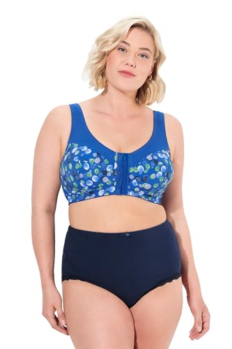 Ulla Popken Damen große Größen Übergrößen Plus Size Entlastungs-BH, Vorderverschluss, Punkte, Cup C - F Jeans blau 105D 833779763-105D von Ulla Popken