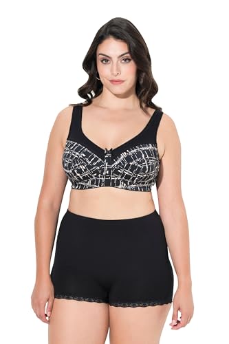 Ulla Popken Damen große Größen Übergrößen Plus Size Entlastungs-BH, grafischer Druck, ohne Bügel, Cup C - F schwarz 115D 833170100-115D Ulla Popken Damen große Größen Übergrößen Plus Size Entlastungs-BH, grafischer Druck, ohne Bügel, Cup C - F schwarz 115D 833170100-115D von Ulla Popken