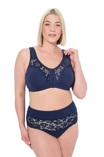 Ulla Popken Damen große Größen Übergrößen Plus Size Entlastungs-BH, ohne Bügel, Baumwolle, Cup C - F Nachtblau 105D 838570139-105D von Ulla Popken