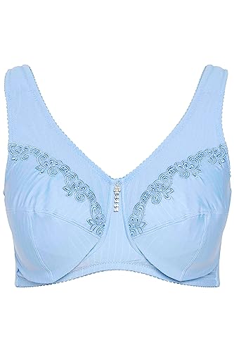 Ulla Popken Damen große Größen Übergrößen Plus Size Entlastungs-BH, ohne Bügel, Strassanhänger, Cup C - G lichtblau 100D 658495720-100D von Ulla Popken