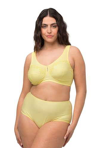 Ulla Popken Damen große Größen Übergrößen Plus Size Entlastungs-BH, ohne Bügel, Strassanhänger, Cup C - G vanillegelb 115F 658495600-115F von Ulla Popken