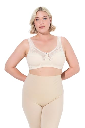 Ulla Popken Damen große Größen Übergrößen Plus Size Entlastungs-BH, Spitze, ohne Bügel, Cup C-E beige 100D 800619300-100D von Ulla Popken