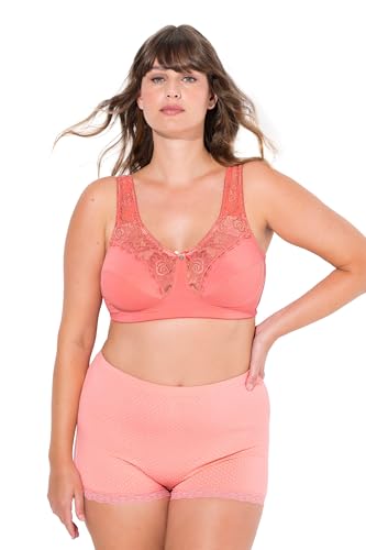 Ulla Popken Damen Entlastungs-BH Kelly, Spitze, Ohne Bügel, Cup C-e BH, Koralle, 110E EU von Ulla Popken