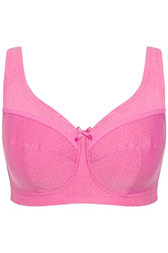 Ulla Popken Damen große Größen Übergrößen Plus Size Entlastungs-BH Kelly, Struktur, ohne Bügel, Cup C - H helles pink 100E 801187801-100E von Ulla Popken