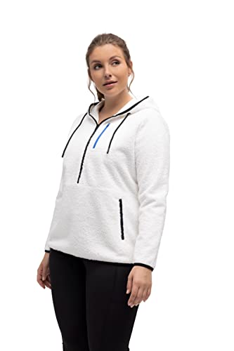 Ulla Popken Damen große Größen Übergrößen Plus Size Fleece-Hoodie, Koordinaten-Druck, Zipptaschen, Langarm schneeweiß 46+ 812425200-46+ von Ulla Popken