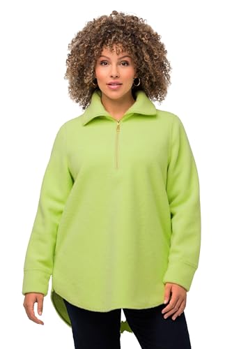 Ulla Popken Damen große Größen Übergrößen Plus Size Fleeceshirt, A-Linie, Stehkragen, Zipper, Langarm limettengrün 50+ 823492403-50+ von Ulla Popken