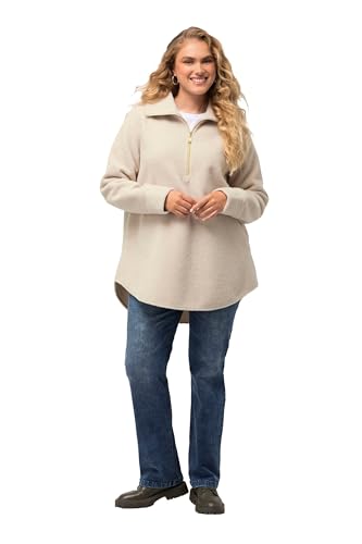 Ulla Popken Damen große Größen Übergrößen Plus Size Fleeceshirt, A-Linie, Stehkragen, Zipper, Langarm vanille 54+ 823492150-54+ von Ulla Popken