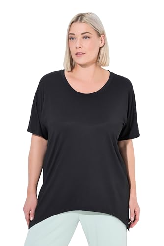Ulla Popken Damen große Größen Übergrößen Plus Size Funktions-Shirt, Zipfelsaum, Rundhals, Fledermaus-Halbarm schwarz 54+ 839578100-54+ von Ulla Popken
