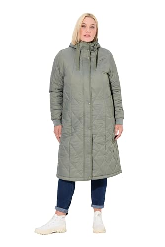 Ulla Popken Damen große Größen Übergrößen Plus Size Funktions-Steppmantel, wasserabweisend, Kapuze Mattes Oliv 58+ 837683180-58+ von Ulla Popken